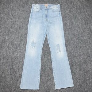 MOTHER Light Wash Distressed Cropped Ankle Jeans